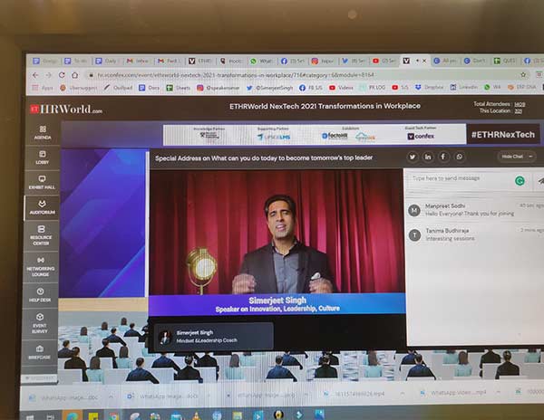 Simerjeet Singh, igniting transformation in an online session as a virtual motivational speaker.